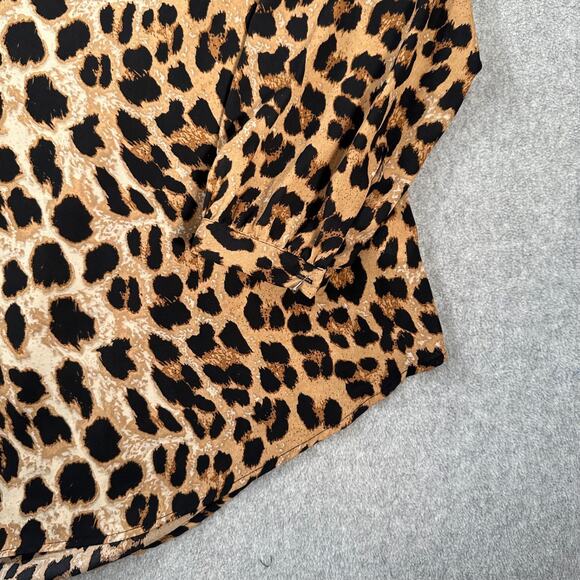 Daniel Rainn Cheetah Animal Print V-Neck Tunic Blouse Women's 1X Long Sleeve - Picture 2 of 10